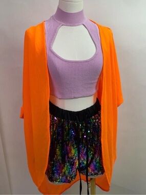 Sheer Neon Orange Coral Kimono | Summer Cover Up | Pool Glam | Swim Vacation Top